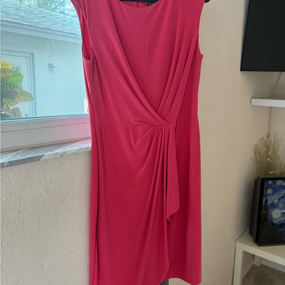 Ralph Lauren Pink Draped Midi Dress
